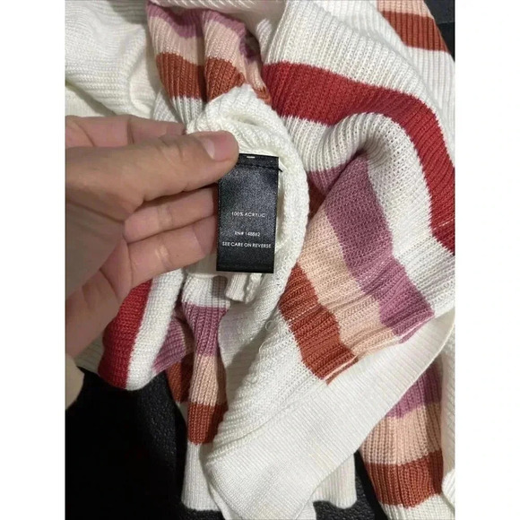 Torrid Red Stripe Open Front Cardigan Womens 2X Cream Knit Sweater Mid Length - Picture 8 of 10